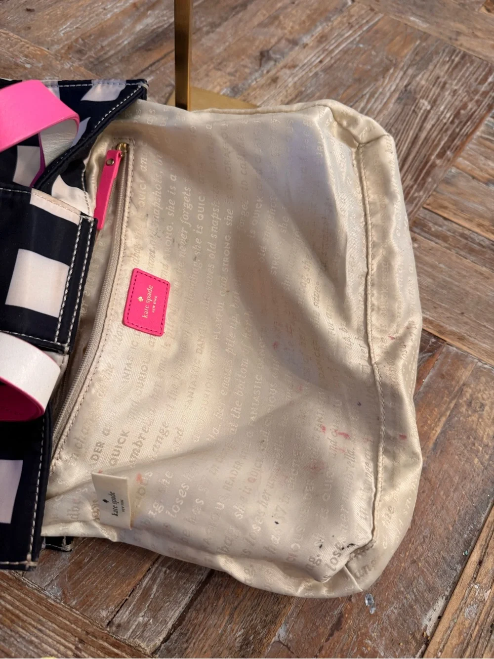 Kate Spade Checker Bag  with Pink Handles